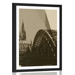 Plakat s paspartujem ilustracija mesta Kolín v sephia varianti - 60x90 no frame