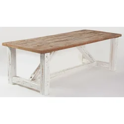 Casa Padrino country style dining table natural/white - Various Sizes - Rectangular rustic solid wood kitchen table - Country style dining room furniture - Rustic dining room furniture