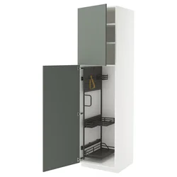 METOD Visoki element-ostava, bela/Nickebo mat sivozelena, 60x60x220 cm