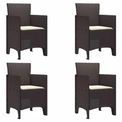 Vidaxl Vrtni Stol z blazino 4 szt. Rjava 53 x 49 x 85 cm Polipropilen