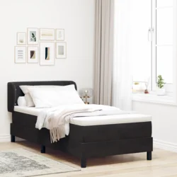 vidaXL Postelja s vzmetnico Črna 100x200 cm Žamet