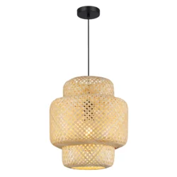 Luster HESTIA na sajli, 1xE27/60W/230V, prečnik 30 cm, bambus