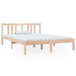Vidaxl Posteljni okvir iz trdnega lesa 135x190 cm