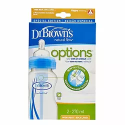 Dr. Browns bočica za hranjenje Options+, široko grlo, PP, plava, 270 ml, 2 kom