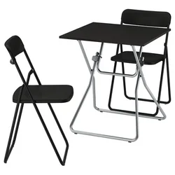 GUNDE / VIHALS Sto i 2 sklopive stolice, preklopno crna/crna, 67x67 cm