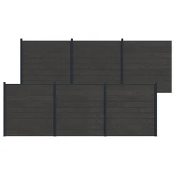 Panel ograde 6 pcs WPC i aluminij Crna