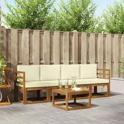 Set vanjskih sofa s jastukom 5 pcs Prirodna i krem