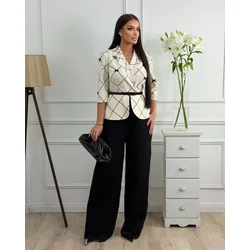 Squareonline Ženski kombinezon Black & Beige Charm, Crno-bež