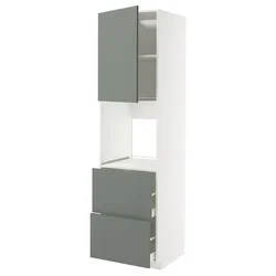 METOD / MAXIMERA Vis.el.pećn. s fiok/2front/2g.fioke, bela/Nickebo mat sivozelena, 60x60x220 cm