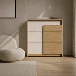 Liven Komoda Christy, 3 fioke, 78.6x42x80 cm, Belo-smeđa