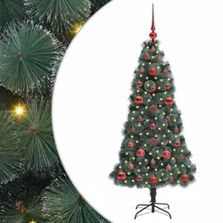 Umjetno prethodno osvijetljeno božićno drvce s kuglicama 120 cm