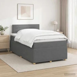 Postelja boxspring z vzmetnico Temno siva 120 x 200 cm Blago