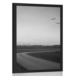 Plakat očarljiv sončni zahod v črnobeli varianti - 40x60 no frame