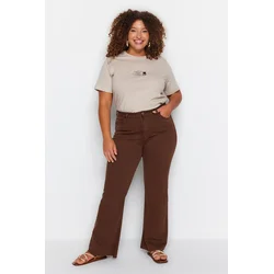 Trendyol Curve Brown Cut-Cut Spanish Fit Denim Jeans