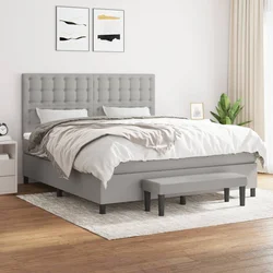 shumee Box spring postelja z vzmetnico svetlo siva 180x200 cm blago