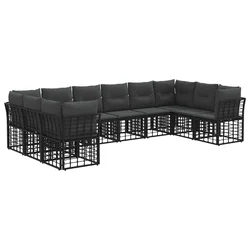 Set vanjskih sofa Crna i tamno siva Poliester
