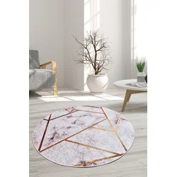 Conceptum Hypnose Tepih Brett Çap 140, O140 cm, Belo-zlatne boje