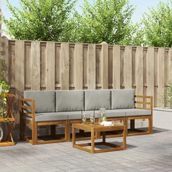 Set vanjskih sofa s jastukom 5 pcs Prirodna i svijetlo siva
