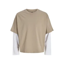 JACK & JONES Majica JCOBIARRITZ  svetlo rjava / bela