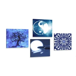Komplet slik Fengshui v modri varianti - 4x 40x40