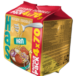 HAS NOODLE Nudle Hen, Porodično pakovanje, 4x70g