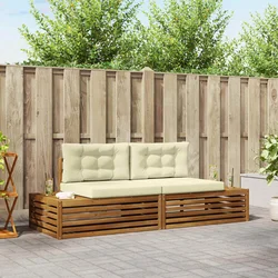 Set vanjskih sofa s jastukom Prirodna i krem 203,5 x 83 x 73 cm