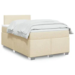 vidaXL vidaXL Box spring postelja z vzmetnico krem 120x190 cm blago, (21305002)