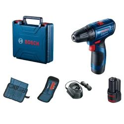 BOSCH Aku bušilica odvrtač GSR 120-Li 2x2,0Ah + 23-delni set bitova za bušenje i uvrtanje sa držačem u koferu 06019G8002
