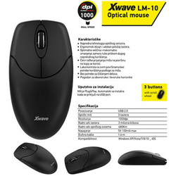 Xwave opticki mis, USB, do 1000dpi, crno-sivi ( LM-10 )