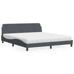 Krevet s madracem Dover tamnosivi 180x200 cm baršunasti
