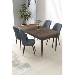 Hanah Home Set Trpezarijski sto i 4 stolice Nil, Sivo-braon