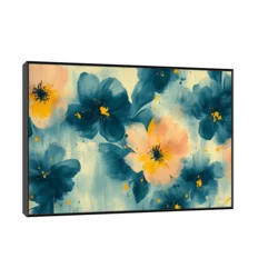 Canvas Slika na platnu Plavo cveće, 150x100cm, Sa ramom, Crni