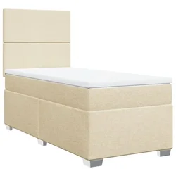 Vidaxl Box spring postelja z vzmetnico krem 80x200 cm blago
