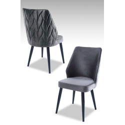 HANAH HOME Set 2 stolice Pufi Grey Black