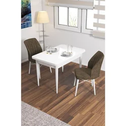 Hanah Home trpezarijski set Arp, sto i 2 stolice, bela ploča, braon tkanina Babyface