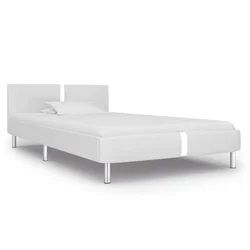 Vidaxl Posteljni okvir belo umetno usnje 90x200 cm