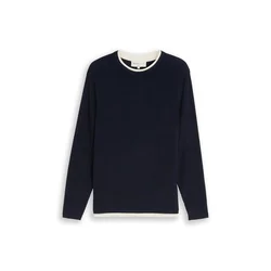 TOM TAILOR DENIM Pulover mornarska / bela