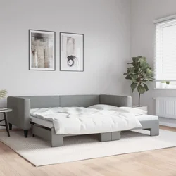 shumee Izvlečna dnevna postelja svetlo siva 100x200 cm blago