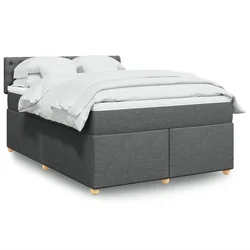 vidaXL Box spring postelja z vzmetnico temno siva 160x200 cm blago