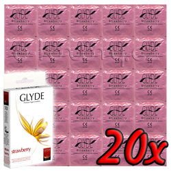 Glyde Strawberry - Premium Vegan Condoms 20 pack