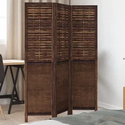 Sobna pregrada s 3 panela tamnosmeđa masivno drvo paulovnije