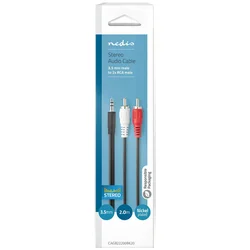 CAGB22200BK20 Stereo audio kabl, 3,5 mm muški, 2x RCA muški, Niklovani, 2,00 m, Crni