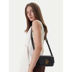 Tommy Hilfiger Ročna torba Th Script Flap Crossover AW0AW18399 Črna