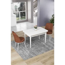 Hanah Home trpezarijski set Nil, sto i 2 stolice, bela ploča, terakota tkanina Babyface