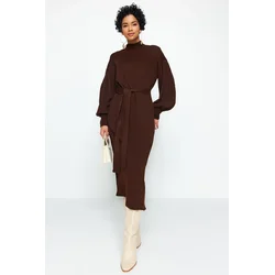 Trendyol Modest Ženska haljina Tctaw24Eb00023, Smeđa