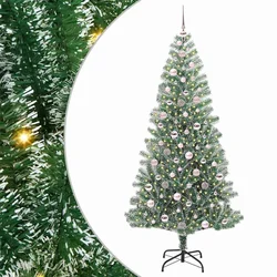 Umjetno Božićno Drvo s Snježnim Flokom i LED Svjetlom 210 cm