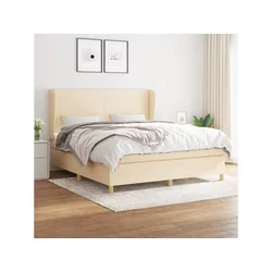 Den Box spring postelja z vzmetnico krem 160x200 cm blago