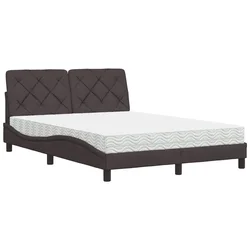 Vidaxl Postelja z vzmetnico temno rjav 120x200 cm blago