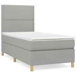 Vidaxl Box spring postelja z vzmetnico svetlo siv 100x200 cm blago