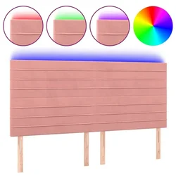 Vidaxl LED posteljno vzglavje roza 200x5x118/128 cm žamet